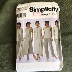Simplicity 5345 pattern - tank top- dress- jacket- pants-skirt -8-14
